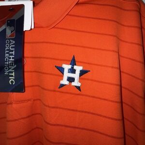 Nike Astros Polo L Orange MLB Authentic Dri Fit NWT Baseball Shirt Men